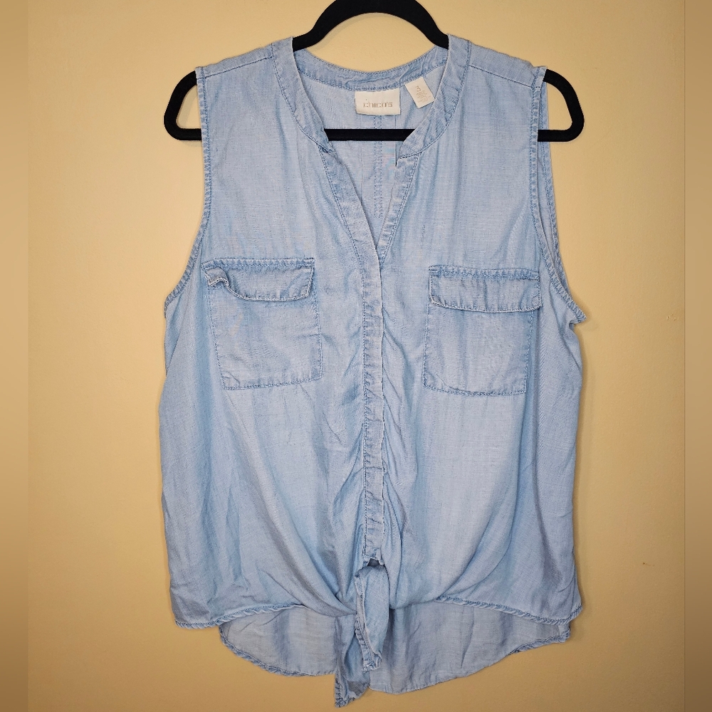 Chico's 100% Lyocell Tank top with bottom tie Size XL